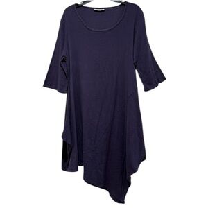 Bryn Walker Cotton Asymmetrical Tunic Dress XS XSmall Purple Oversized Lagenlook